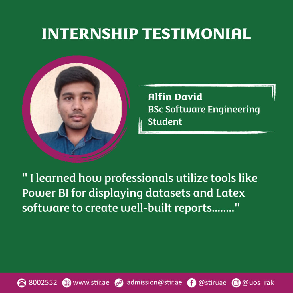 Internship Testimonial Alfin David BSc (Hons) Software Engineering