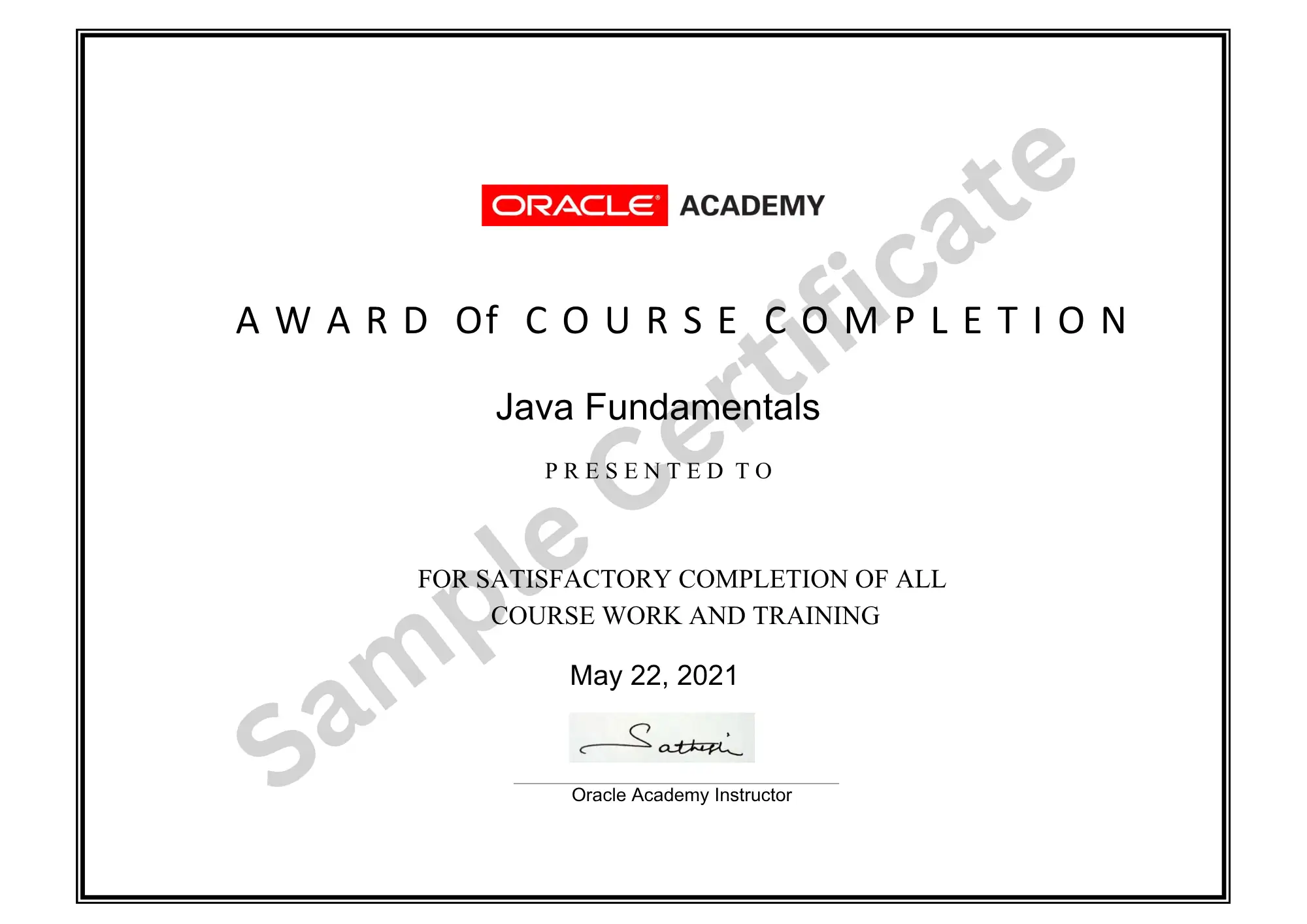 Oracle Certificate