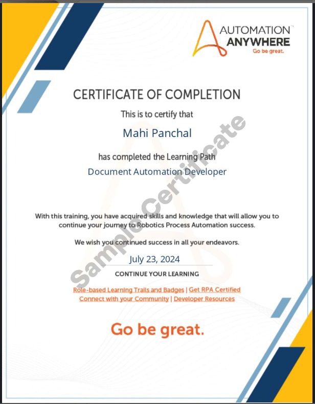 Automation Certificate