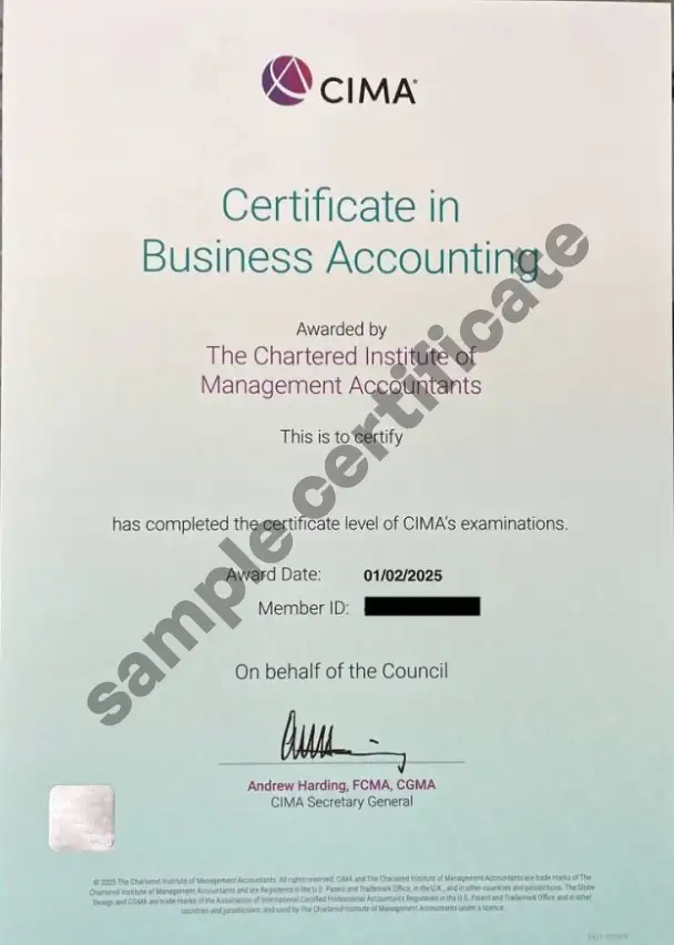 CIMA Certificate